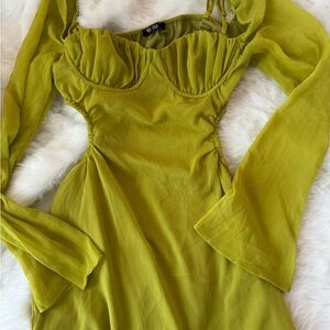 Miss Lola Lime Green Mini Dress